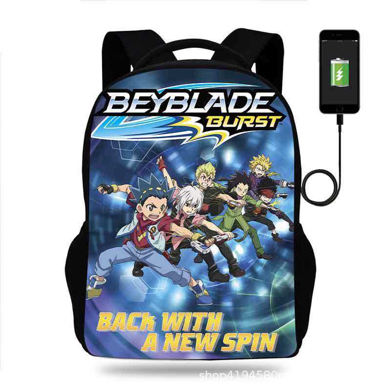 18 Inch Beyblade Burst Backpack School Bag Black