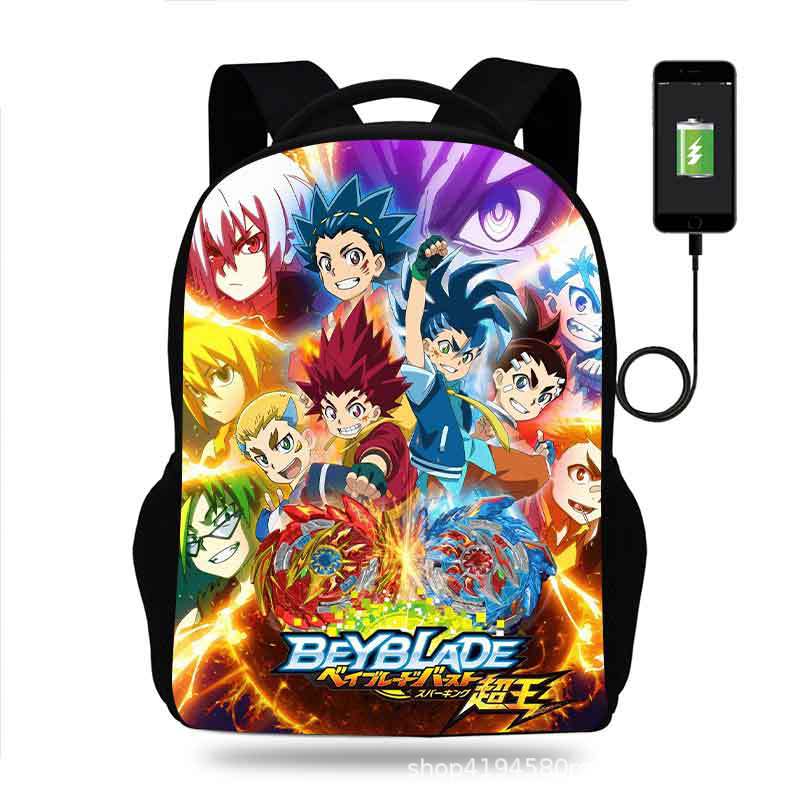 18 Inch Beyblade Burst Backpack School Bag Black - Image 6