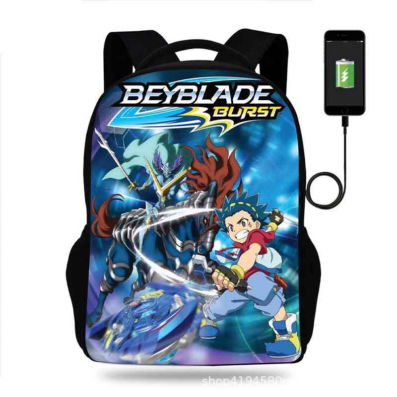 18 Inch Beyblade Burst Backpack School Bag Black - Image 7