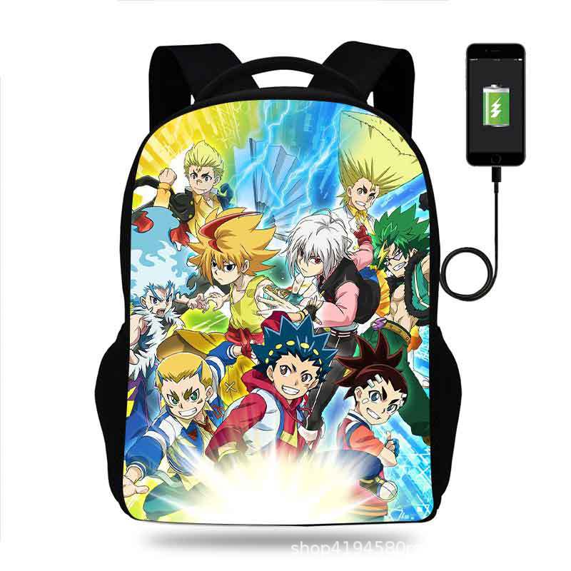18 Inch Beyblade Burst Backpack School Bag Black - Image 11