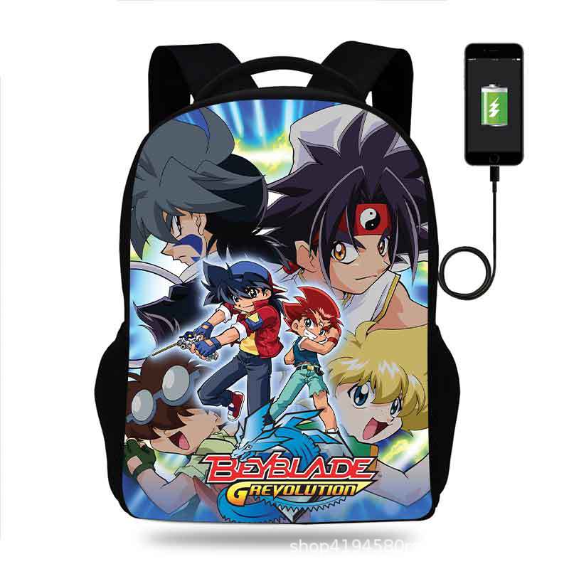 18 Inch Beyblade Burst Backpack School Bag Black - Image 2