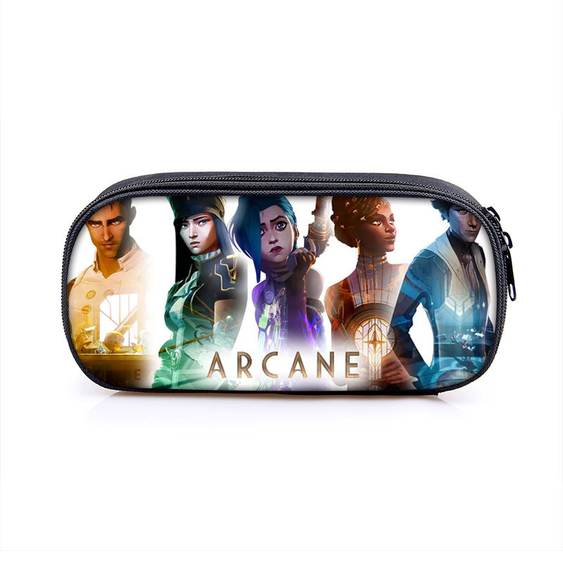 Arcane:League of Legends Cosmetic Bags Boys Girls Children Large Pencil Case Purse Storage Bags Women Men Multifunction Makeup Bag