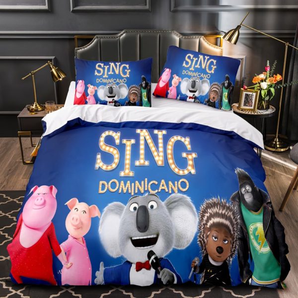 Sing 2 Comfortable Bedding Three-Piece Soft and Breathable Duvet Cover - Image 12
