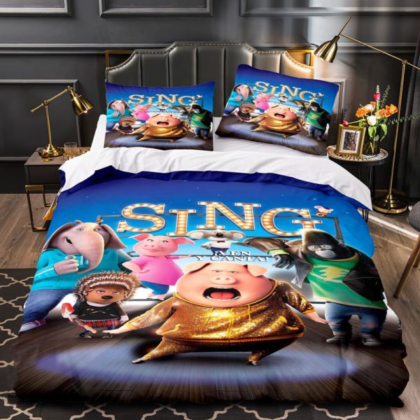 Sing 2 Comfortable Bedding Three-Piece Soft and Breathable Duvet Cover - Image 5