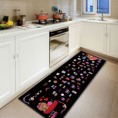Brown bear bedroom kitchen bay window long bedside non-slip absorbent carpet floor mat - Image 18