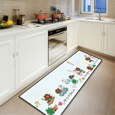 Brown bear bedroom kitchen bay window long bedside non-slip absorbent carpet floor mat - Image 22