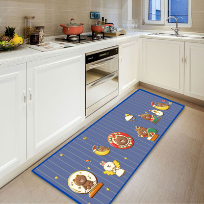 Brown bear bedroom kitchen bay window long bedside non-slip absorbent carpet floor mat - Image 5