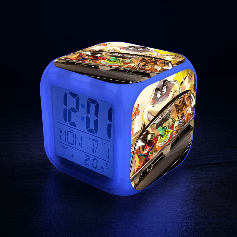 The Bad Guys Alarm Clock Led Light 7 Color Change Electronic Desk Watch Square Table - Image 2