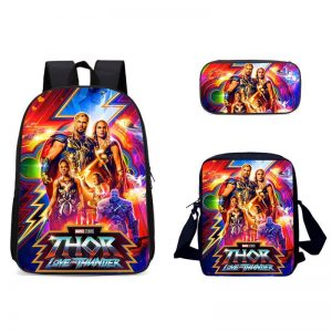 18 Inch Thor Love and Thunder Backpack School Bag+Messenger Bag+Pencil Bag