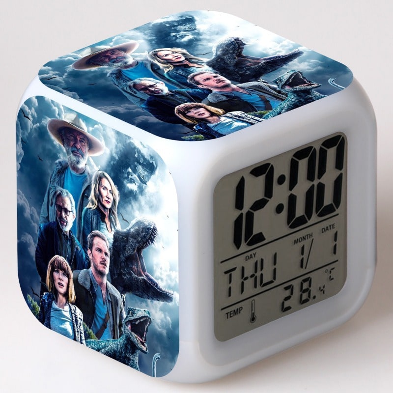 Jurassic World Dominion Alarm Clock Led Light 7 Color Change Electronic Desk Watch Square Table - Image 11