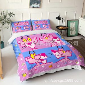 Pink Panther Comfortable Bedding Three-Piece Soft and Breathable Duvet Cover Gift