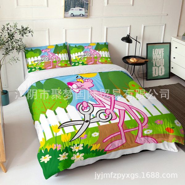 Pink Panther Comfortable Bedding Three-Piece Soft and Breathable Duvet Cover Gift - Image 10