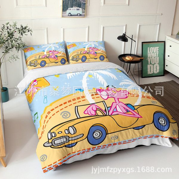 Pink Panther Comfortable Bedding Three-Piece Soft and Breathable Duvet Cover Gift - Image 11