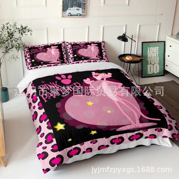 Pink Panther Comfortable Bedding Three-Piece Soft and Breathable Duvet Cover Gift - Image 12