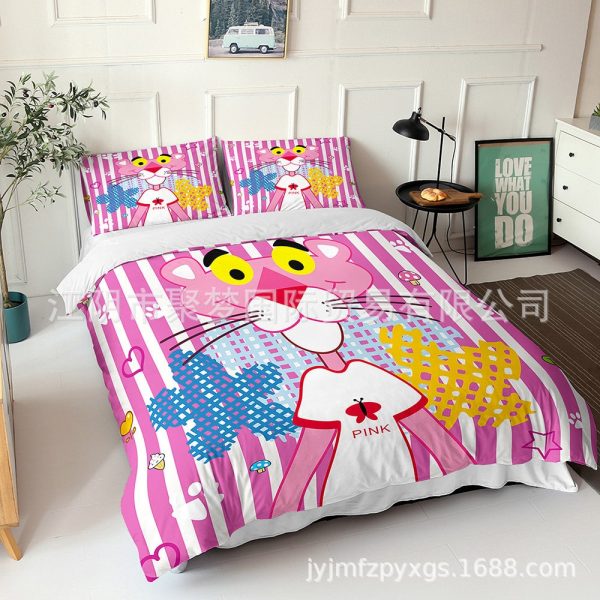 Pink Panther Comfortable Bedding Three-Piece Soft and Breathable Duvet Cover Gift - Image 13