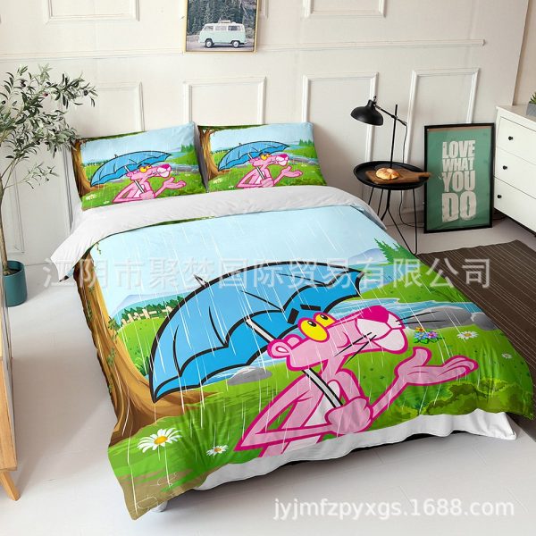 Pink Panther Comfortable Bedding Three-Piece Soft and Breathable Duvet Cover Gift - Image 16