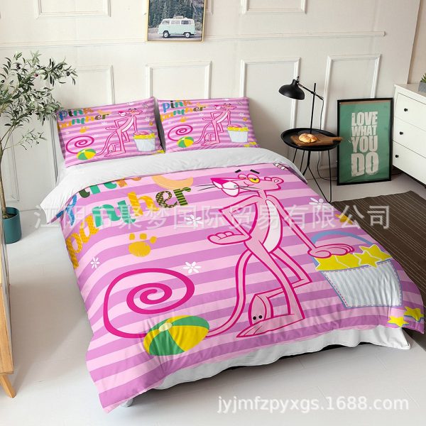 Pink Panther Comfortable Bedding Three-Piece Soft and Breathable Duvet Cover Gift - Image 2