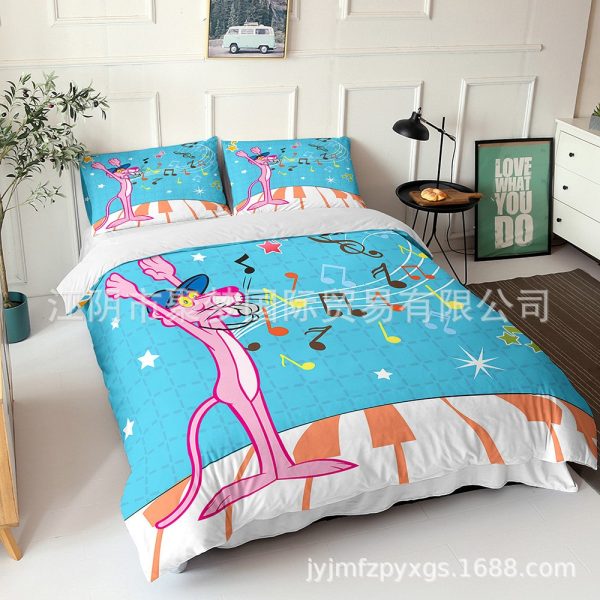 Pink Panther Comfortable Bedding Three-Piece Soft and Breathable Duvet Cover Gift - Image 4