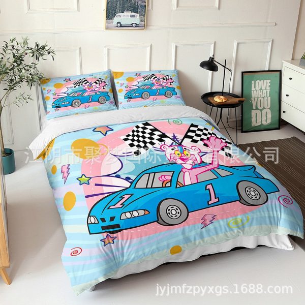 Pink Panther Comfortable Bedding Three-Piece Soft and Breathable Duvet Cover Gift - Image 5