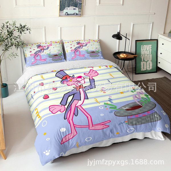 Pink Panther Comfortable Bedding Three-Piece Soft and Breathable Duvet Cover Gift - Image 6