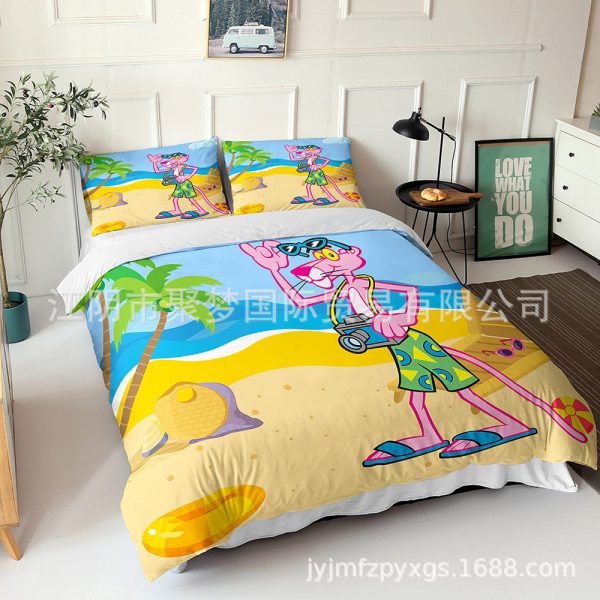 Pink Panther Comfortable Bedding Three-Piece Soft and Breathable Duvet Cover Gift - Image 7