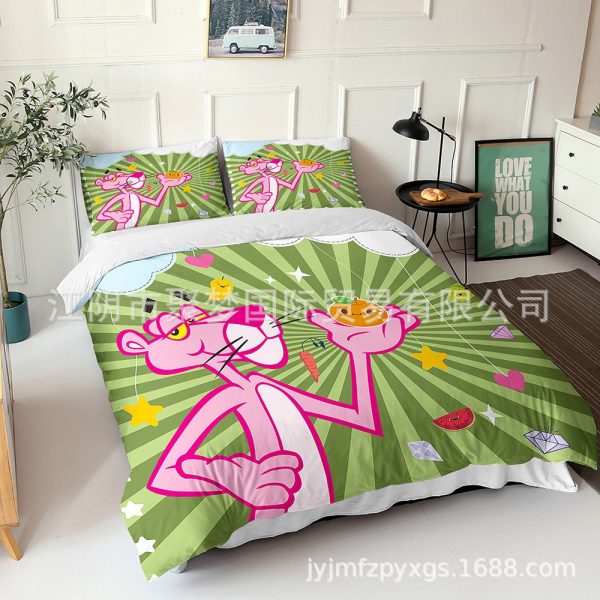 Pink Panther Comfortable Bedding Three-Piece Soft and Breathable Duvet Cover Gift - Image 9