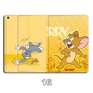 Tom and Jerry double sided Ipad Leather Case Advanced Pu Leather Protective Cover Automatic Wake Up and Sleep Magnetic Closure Multiple Angle Bracket