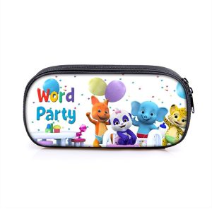 Word Party Cosmetic Bags Boys Girls Children Large Pencil Case Purse Storage Bags Women Men Multifunction Makeup Bag