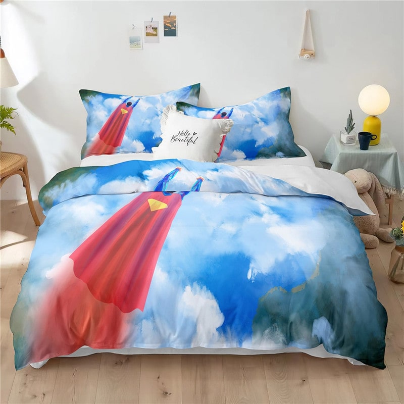 Superman Comfortable Bedding Three-Piece Soft and Breathable Duvet Cover Gift