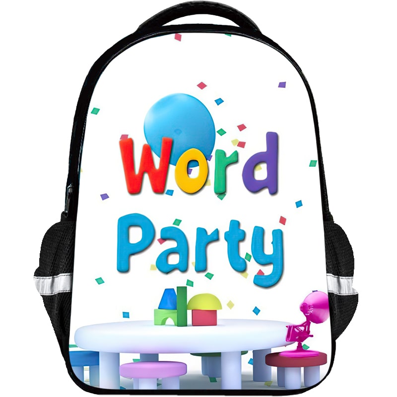 Word Party Backpack Kids Youth Student High Capacity Waterproof School Bag Birthday Gifts