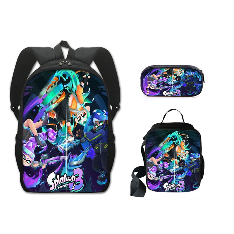 16 Inch Splatoon 3 Backpack School Bag+Lunch Bag+Pencil Bag - Image 13