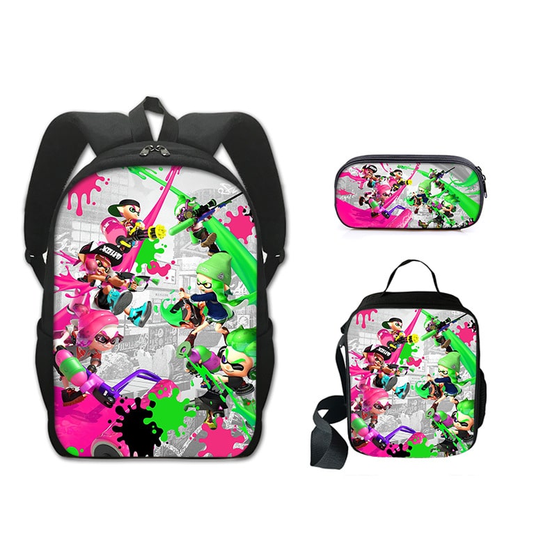 16 Inch Splatoon 3 Backpack School Bag+Lunch Bag+Pencil Bag - Image 15