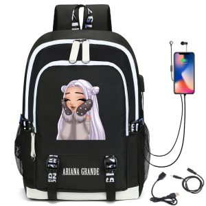 Ariana Grande Men's and women's backpack USB backpack computer bag student school bag
