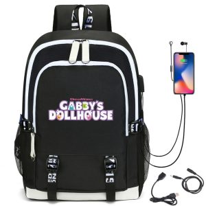 Gabby's Dollhouse Men's and women's backpack USB backpack computer bag student school bag