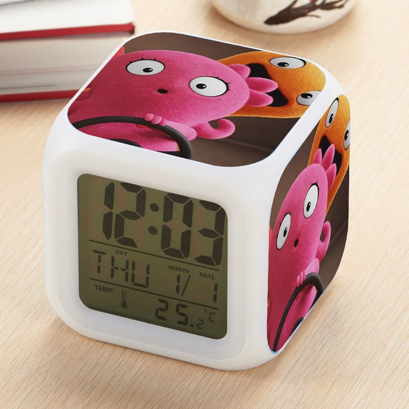 UglyDolls Alarm Clock Led Light 7 Color Change Electronic Desk Watch Square Table - Image 10
