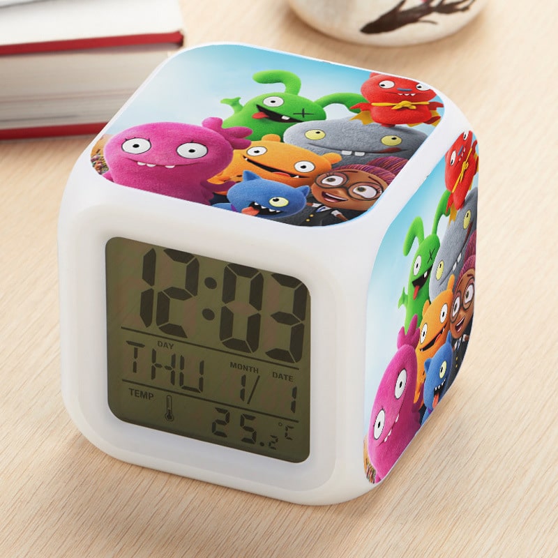 UglyDolls Alarm Clock Led Light 7 Color Change Electronic Desk Watch Square Table - Image 12