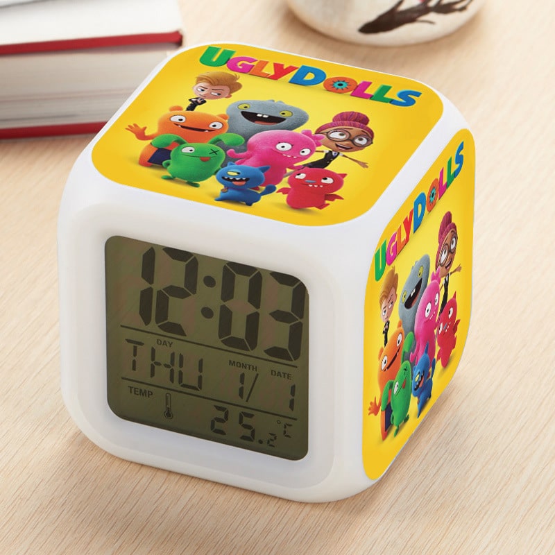 UglyDolls Alarm Clock Led Light 7 Color Change Electronic Desk Watch Square Table - Image 15