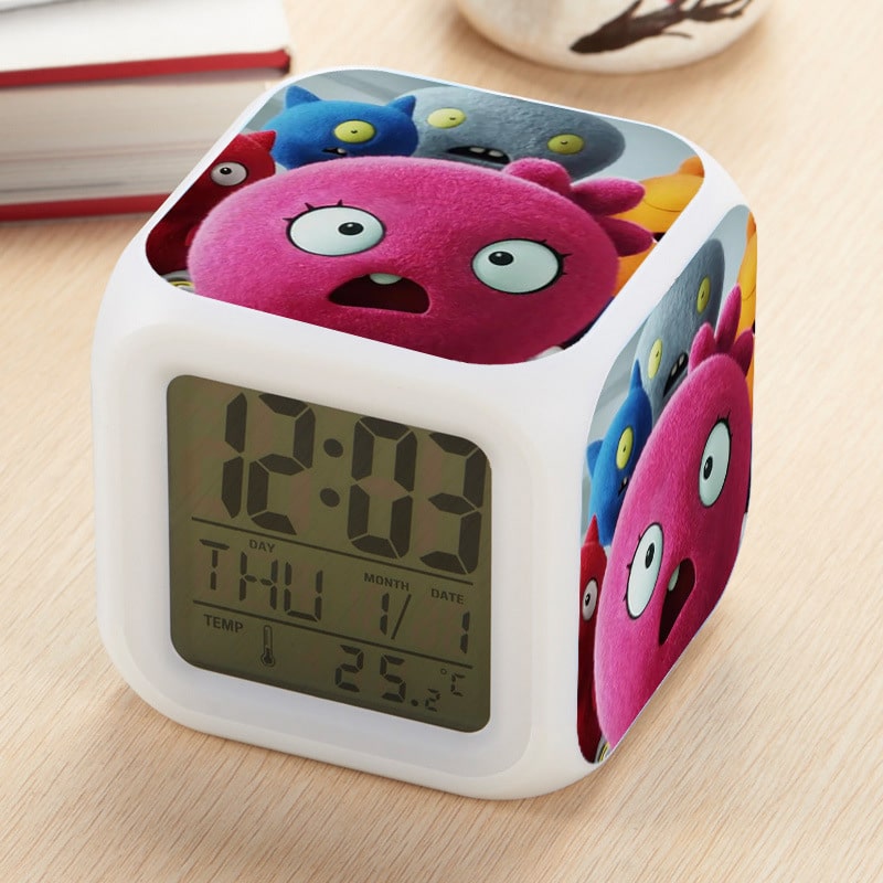 UglyDolls Alarm Clock Led Light 7 Color Change Electronic Desk Watch Square Table - Image 2