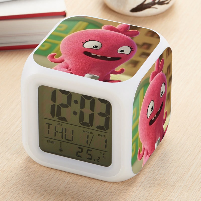 UglyDolls Alarm Clock Led Light 7 Color Change Electronic Desk Watch Square Table - Image 3