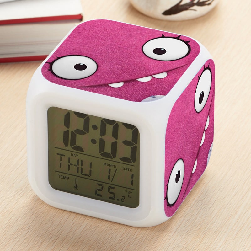 UglyDolls Alarm Clock Led Light 7 Color Change Electronic Desk Watch Square Table - Image 4