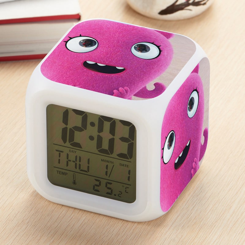 UglyDolls Alarm Clock Led Light 7 Color Change Electronic Desk Watch Square Table - Image 6