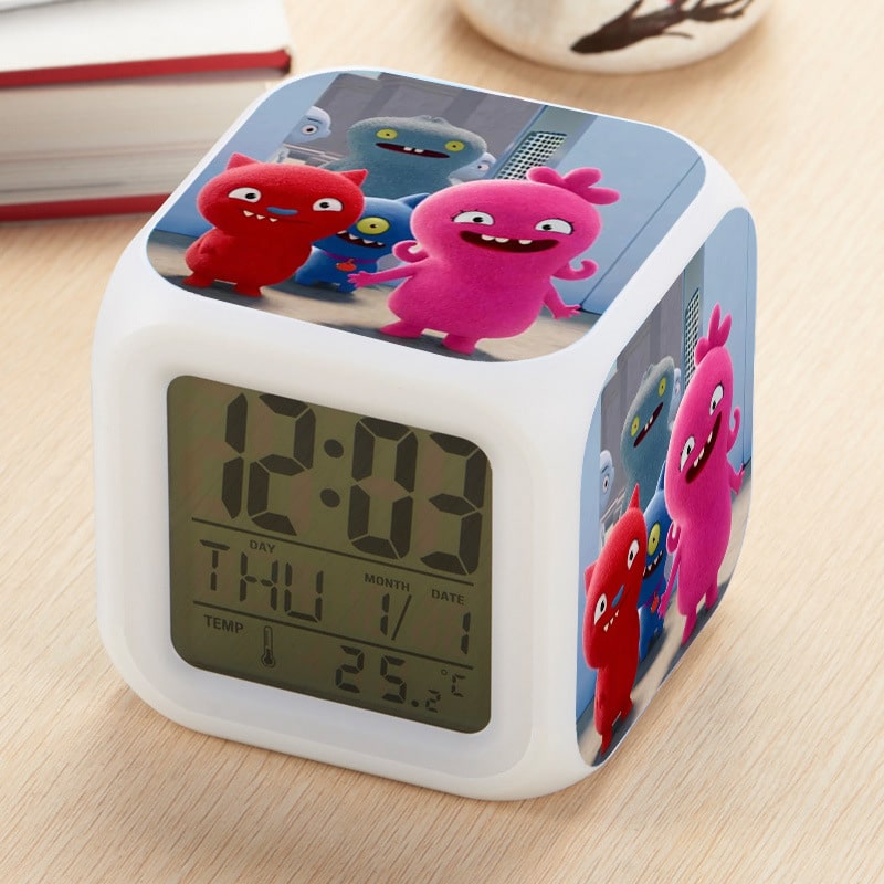 UglyDolls Alarm Clock Led Light 7 Color Change Electronic Desk Watch Square Table - Image 8