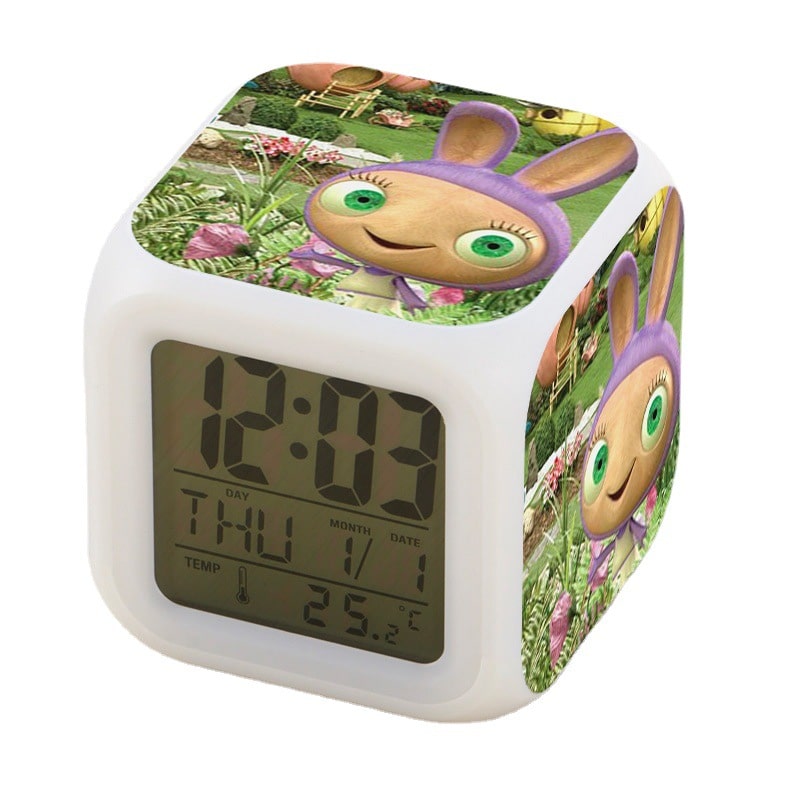 Waybuloo Alarm Clock Led Light 7 Color Change Electronic Desk Watch Square Table