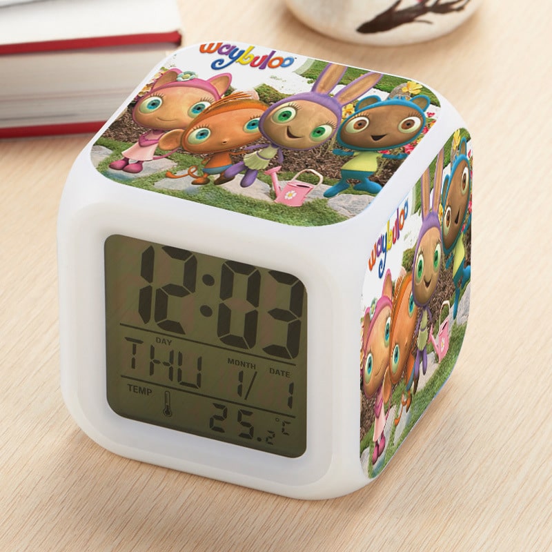 Waybuloo Alarm Clock Led Light 7 Color Change Electronic Desk Watch Square Table - Image 3