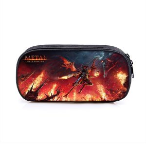 Metal Hellsinger Large Pencil Case Purse Storage Bags Multifunction Cosmetic Bag