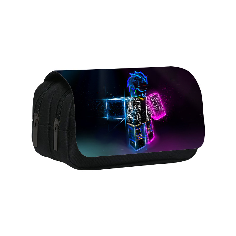 Roblox Pencil Bag anime Cartoon Animation Large Capacity Double layer Zipper Pencil Box Pencil Box Stationery Box - Image 8