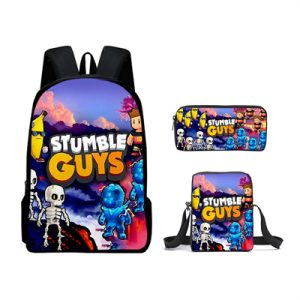 16 Inch Stumble Guys Backpack School Bag+Messenger Bag+Pencil Bag