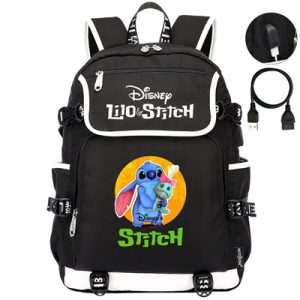 18 Inch Stitch Backpack School Bag Black