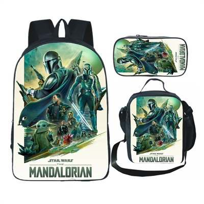 16 Inch Baby Yoda Backpack School Bag+Lunch Bag+Pencil Bag