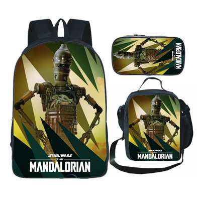 16 Inch Baby Yoda Backpack School Bag+Lunch Bag+Pencil Bag - Image 14